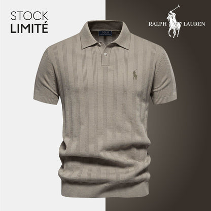 R&L Exclusive Men's Textured Knit Polo Shirt